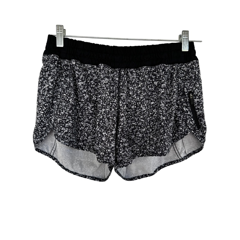 Lululemon Tracker Short 4" V Black Floral Running Shorts Lined Athletic Size 10